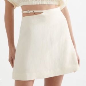 & Other Stories Belted Asymmetrical Linen / Silk Mini Skirt